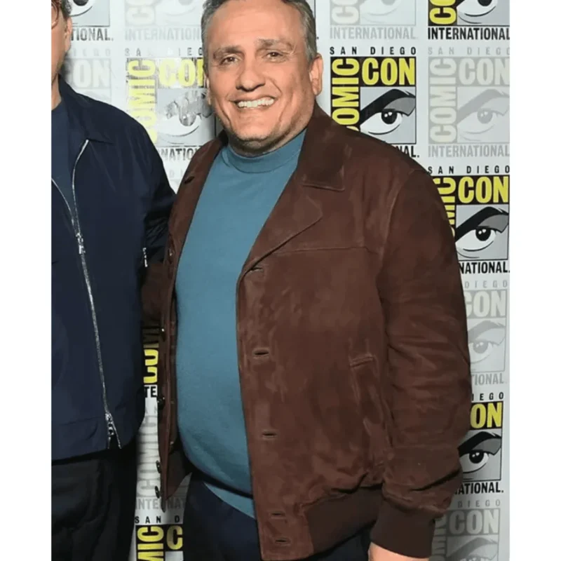 Avengers Doomsday Joe Russo Suede Leather Jacket Front Look