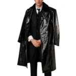 Bill Skarsgård Met Gala 2026 Black Long Faux Leather Coat