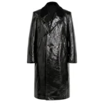 Bill Skarsgård Met Gala 2026 Black Long Faux Leather Coat Front