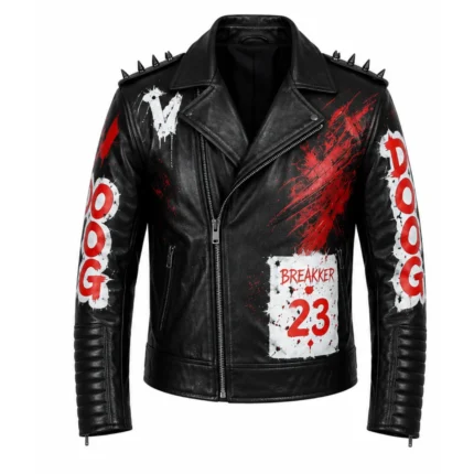 Bron Breakker WWE Backlash 2026 Black & Red Leather Jacket Front