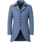 Luke Thompson Blue Coat From Bridgerton s04 Period Drama Outfit Front