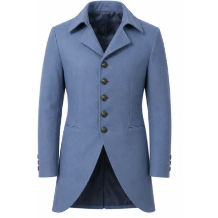 Luke Thompson Blue Coat From Bridgerton s04 Period Drama Outfit Front