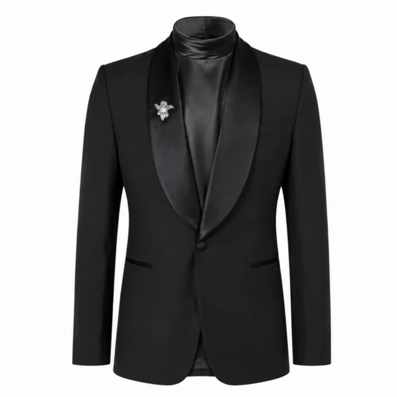 Luke Thompson Bridgerton Season 4 Press Black Coat Front