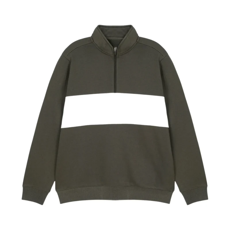 olive and white sweatshirt