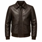 Men's Aviator A2 Vintage Brown Leather Bomber Jacket Front