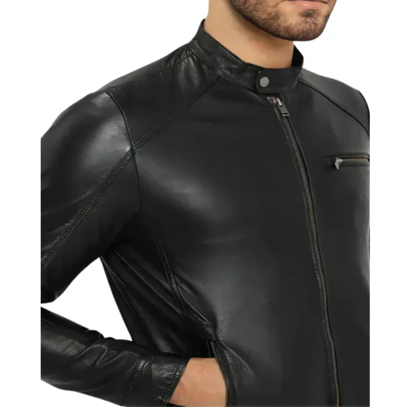 Mens-Cafe-Racer-Classic-Black-Leather-Center-Jacket