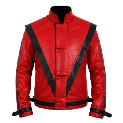 Michael Jackson Thriller Red Leather Jacket Front