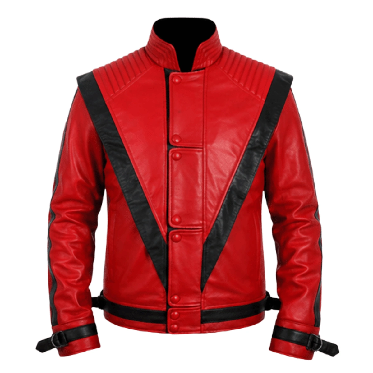 Michael Jackson Thriller Red Leather Jacket Front Michael Jackson Thriller Red Leather Jacket Front