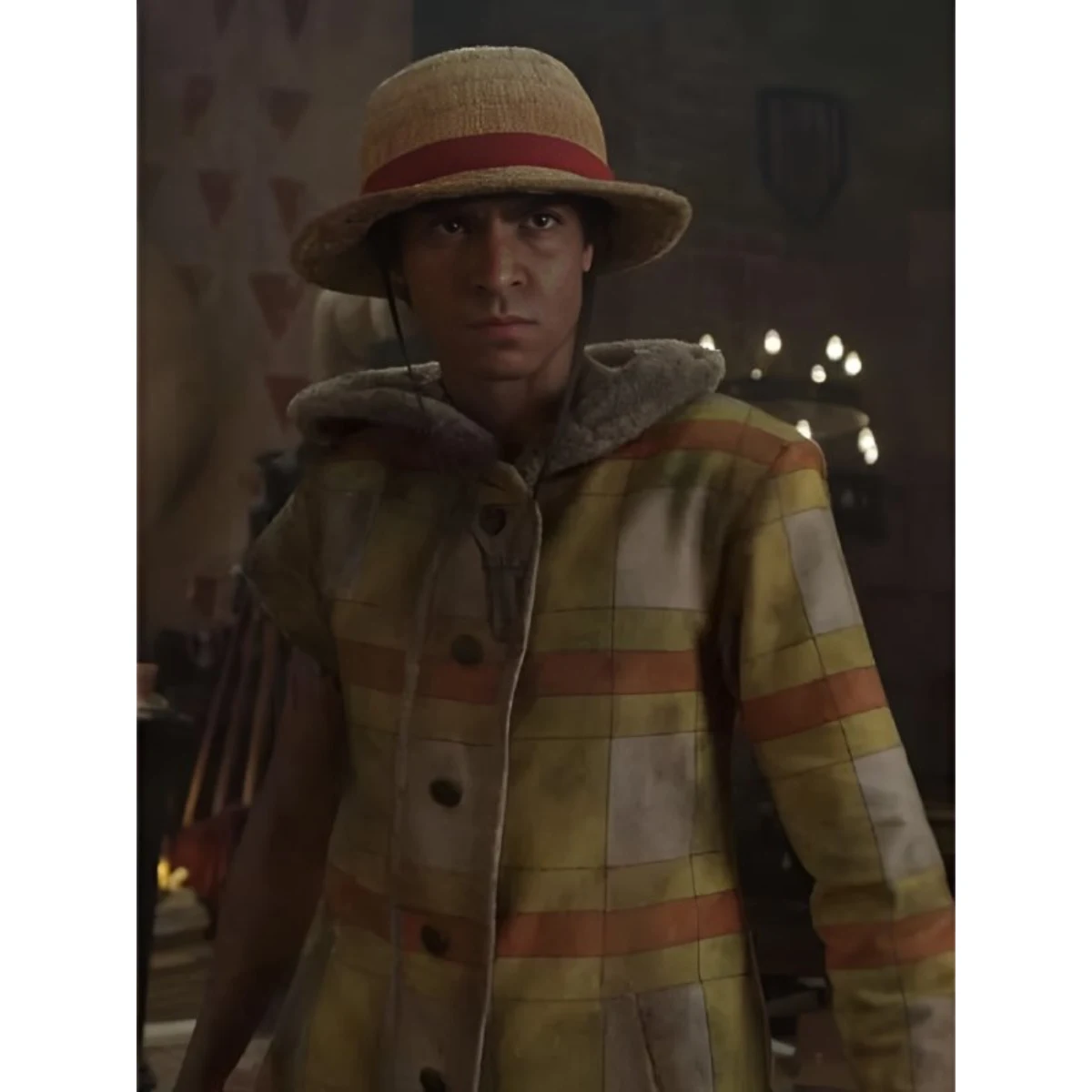 Monkey D. Luffy One Piece Season 2 Yellow Hooded Jacket Monkey D. Luffy One Piece Season 2 Yellow Hooded Jacket