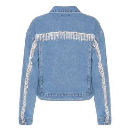 People We Meet On Vacation Emily Bader Fringe Leather back Jacket