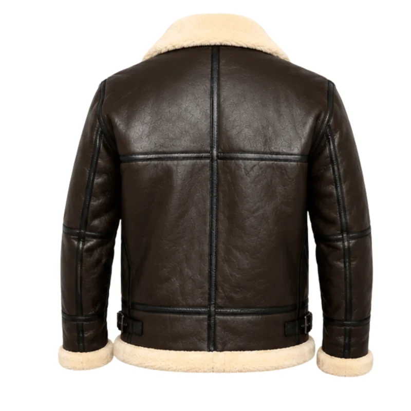 Roy B-3 Shearling Brown Leather Aviator Jacket Back