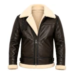 Roy B-3 Shearling Brown Leather Aviator Jacket Front