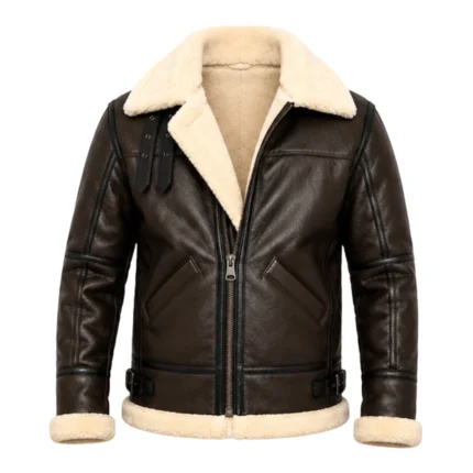 Roy B-3 Shearling Brown Leather Aviator Jacket Front