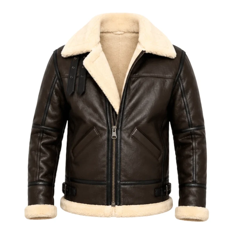 Roy B-3 Shearling Brown Leather Aviator Jacket Front
