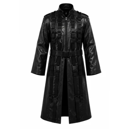 Seth Rollins WWE Backlash 2026 Black Leather Long Coat Front