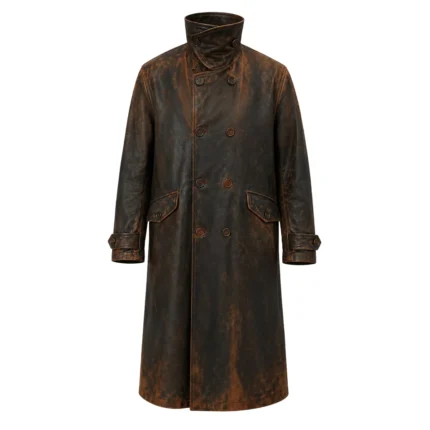 The Bride 2026 Christian Bale Leather Coat Front