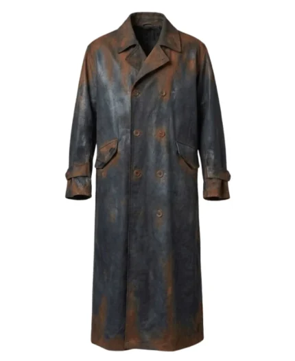 The Bride 2026 Christian Bale Leather Coat Front