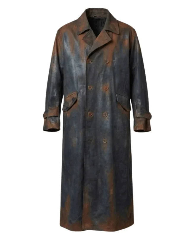 The Bride 2026 Christian Bale Leather Coat Front
