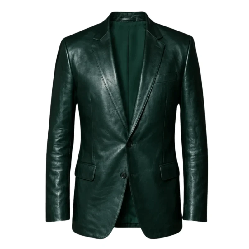 Tony Stark Avengers Doomsday Green Leather Coat Costume Front