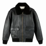 Top Gun Military G-1 Leather Jacket Black Front
