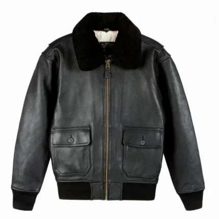 Top Gun Military G-1 Leather Jacket Black Front