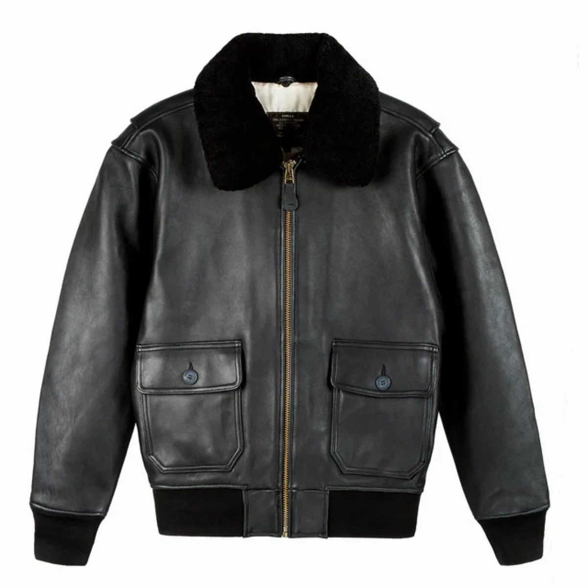 Top Gun Military G-1 Leather Jacket Black Front Top Gun Military G-1 Leather Jacket Black Front
