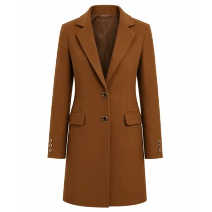 people we meet on vacation emily bader brown wool coat Front