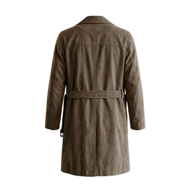 peter sarsgaard the bride 2026 brown cotton trench coat Back