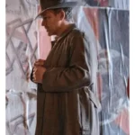 peter sarsgaard the bride 2026 brown cotton trench coat side look