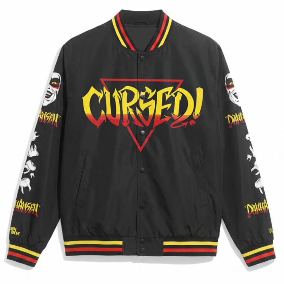 2026-WWE-Donovan-Andrew-Danhausen-Unisex-Black-Fanimation-Varsity-Jacket WWE 2026 Danhausen Fanimation Jacket - Image 1