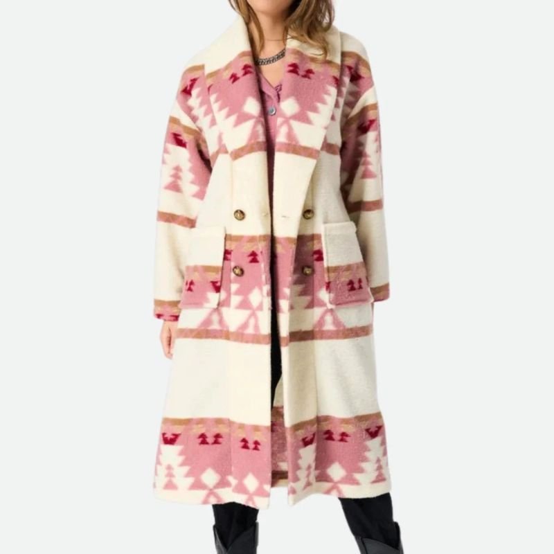 Beth-Dutton-PInk-Coat Yellowstone Beth Dutton Pink Printed Coat - Image 1