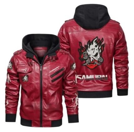 Cyberpunk 2077 inspired red leather jacket