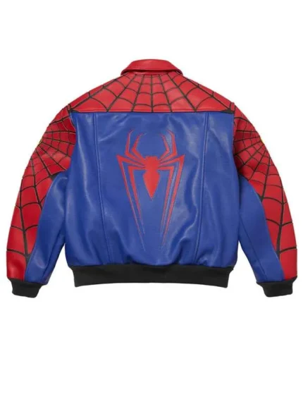 Supreme x Vanson Spider Man Jacket Red Back View Leather Motorcycle Jacket