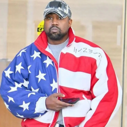 Close-up view of the Kanye West American Flag Jacket highlighting stitching and design elements