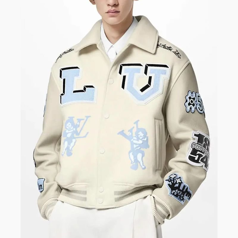 louis-vuitton-bugs-bunny-cream-varsity-jacket Louis Vuitton Bugs Bunny Cream Varsity Jacket - Image 1