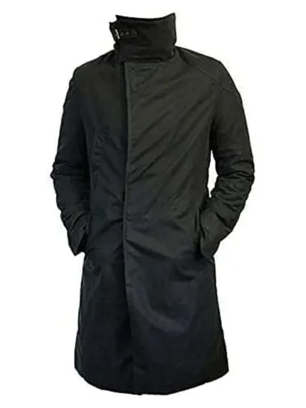 Ryan Gosling Blade Runner 2049 Black Cotton Coat Front View Zipper Closure