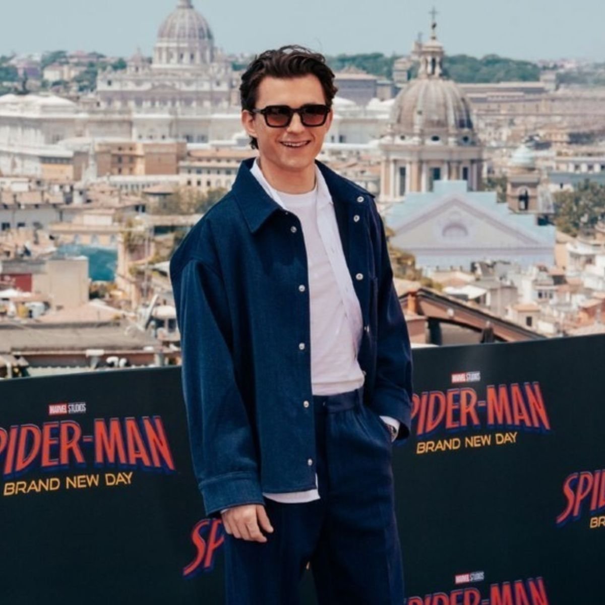 tom-holland-dark-blue-structured-jacket Tom Holland Dark Blue Structured Jacket - Image 1
