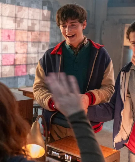 Will Byers wearing Stranger Things S05 varsity jacket