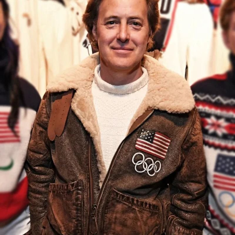 2026-Winter-Olympics-Team-USA-Brown-Leather-Flight-Jacket 2026 Winter Olympics Team USA Brown Leather Flight Jacket - Image 1