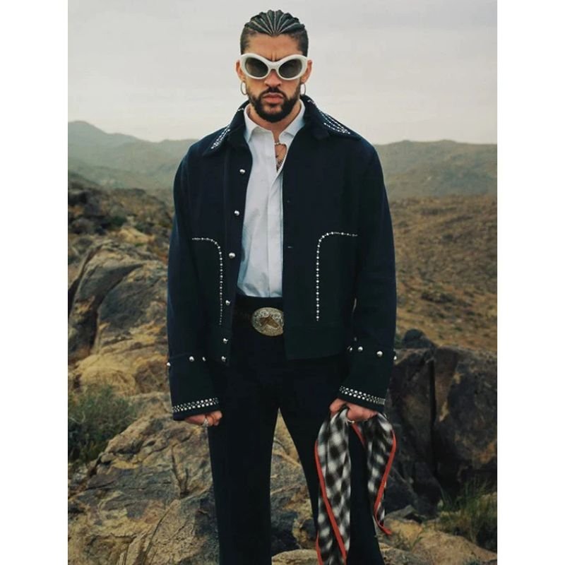 Bad-Bunny-Where-She-Goes-Jacket Bad Bunny Where She Goes Blue Jacket - Image 1