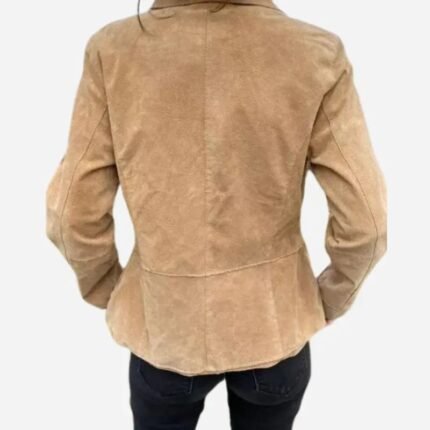 Back of the Brandon Thomas suede jacket showing the fitted cut.
