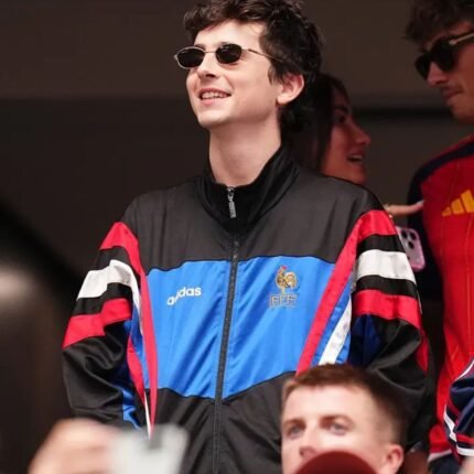 Timothée Chalamet wearing the France jacket during the FIFA World Cup 2026