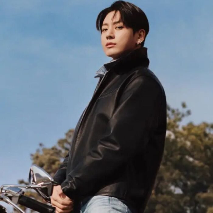 Jungkook Leather Jacket | Black Racer Jacket | Ensured Fashion