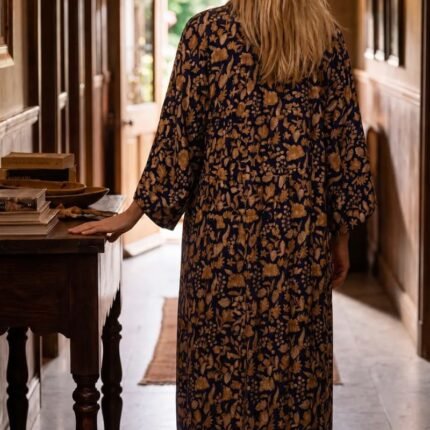 Dutton Ranch floral print robe back view
