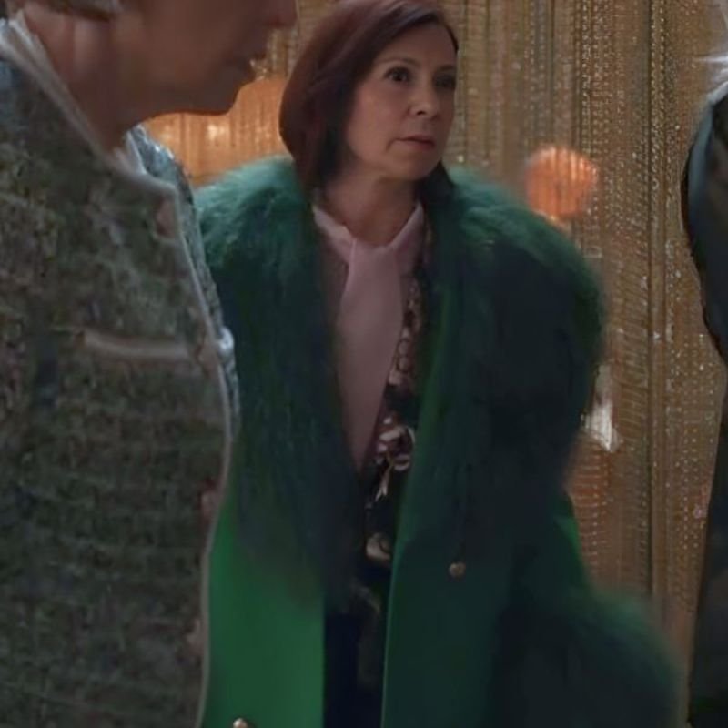 Elsbeth-S02-Carrie-Preston-Green-Fur-Belted-Coat Elsbeth S02 Carrie Preston Green Fur Belted Coat - Image 1