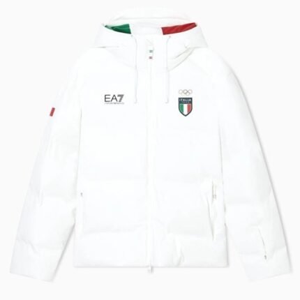 White Emporio Armani Italia ski puffer jacket 2026