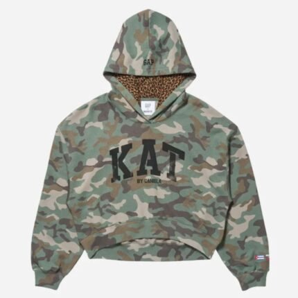 GAP x KATSEYE Daniela camouflage hoodie front view
