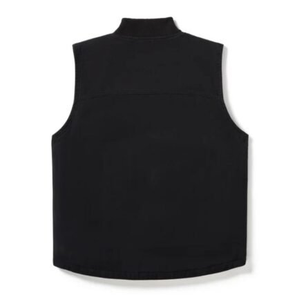 Back view of black Harley-Davidson x Dickies quilted canvas vest