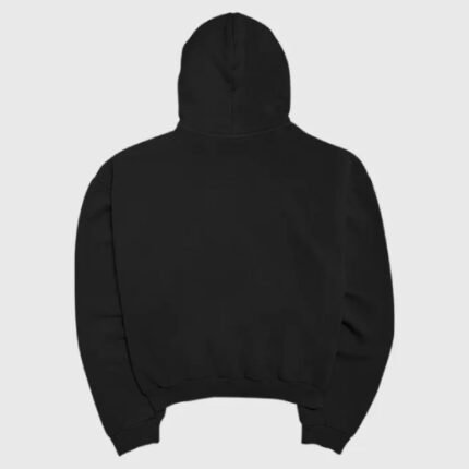 Back view of black Skylrk Biebervelli hoodie with plain rear design