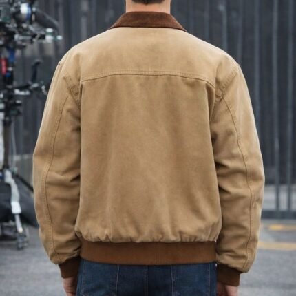 Back view of the Outcome 2026 Keanu Reeves jacket